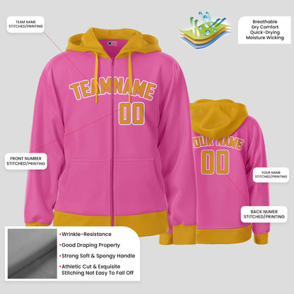 Custom Pink and Yellow Team Club Pullover Sweatshirts Hoodie