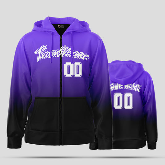 Custom Team Club Purple, Black, and White Sweatshirts Hoodie