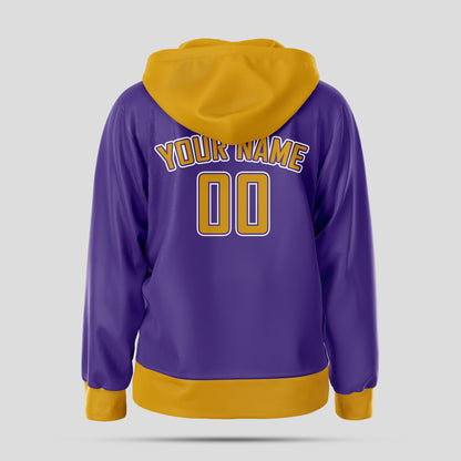 Custom Team Club Purple and Yellow Pullover Sweatshirts Hoodie