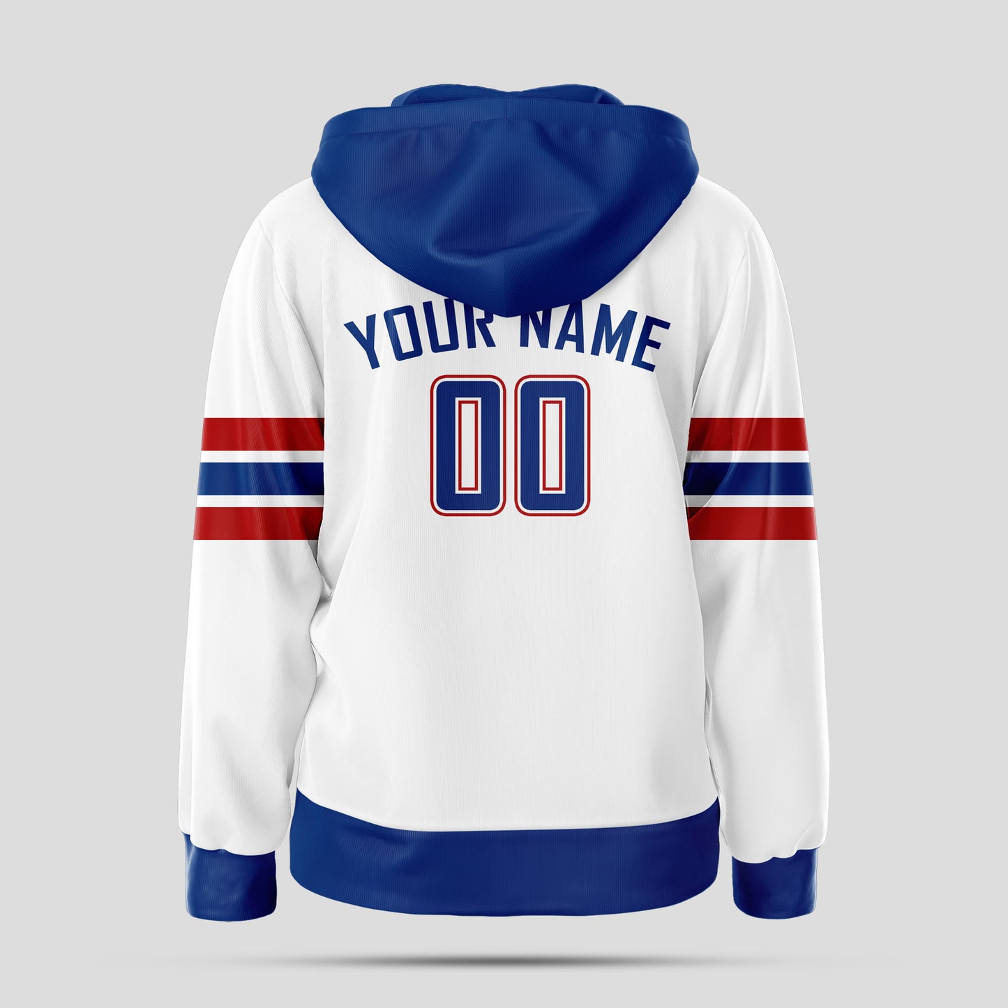 Custom Team Club White, Blue, and Red Pullover Sweatshirts Hoodie