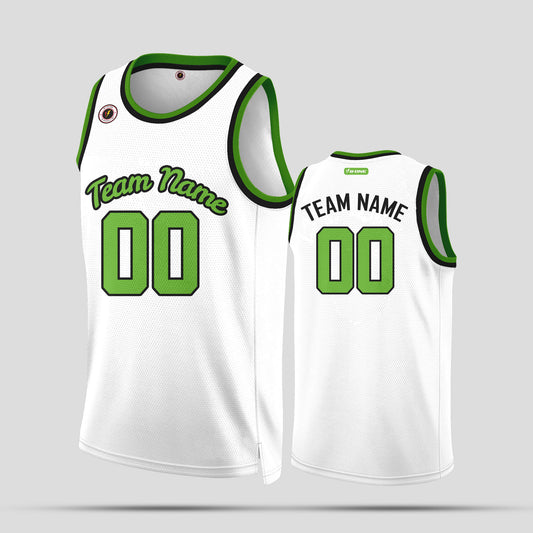 Custom Team Club White & Green Basketball Jerseys – Vibrant & Personalized