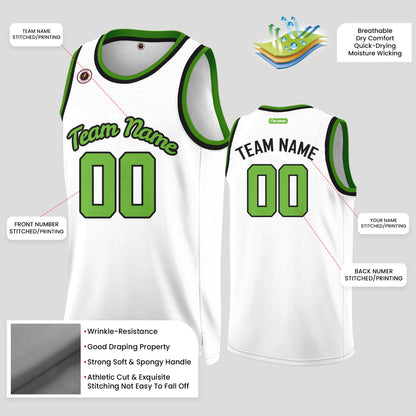 Custom Team Club White & Green Basketball Jerseys – Vibrant & Personalized