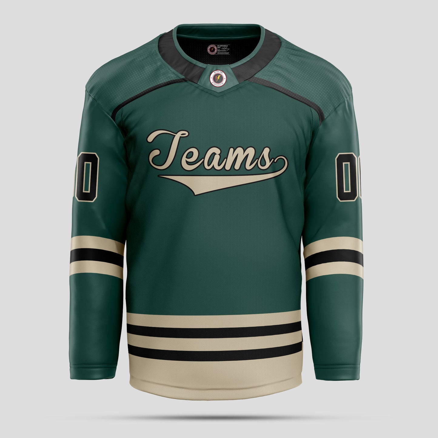 Custom Green, Black, & Gold Hockey Jersey with Team Name Personalization