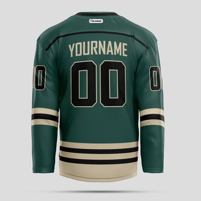 Custom Green, Black, & Gold Hockey Jersey with Team Name Personalization