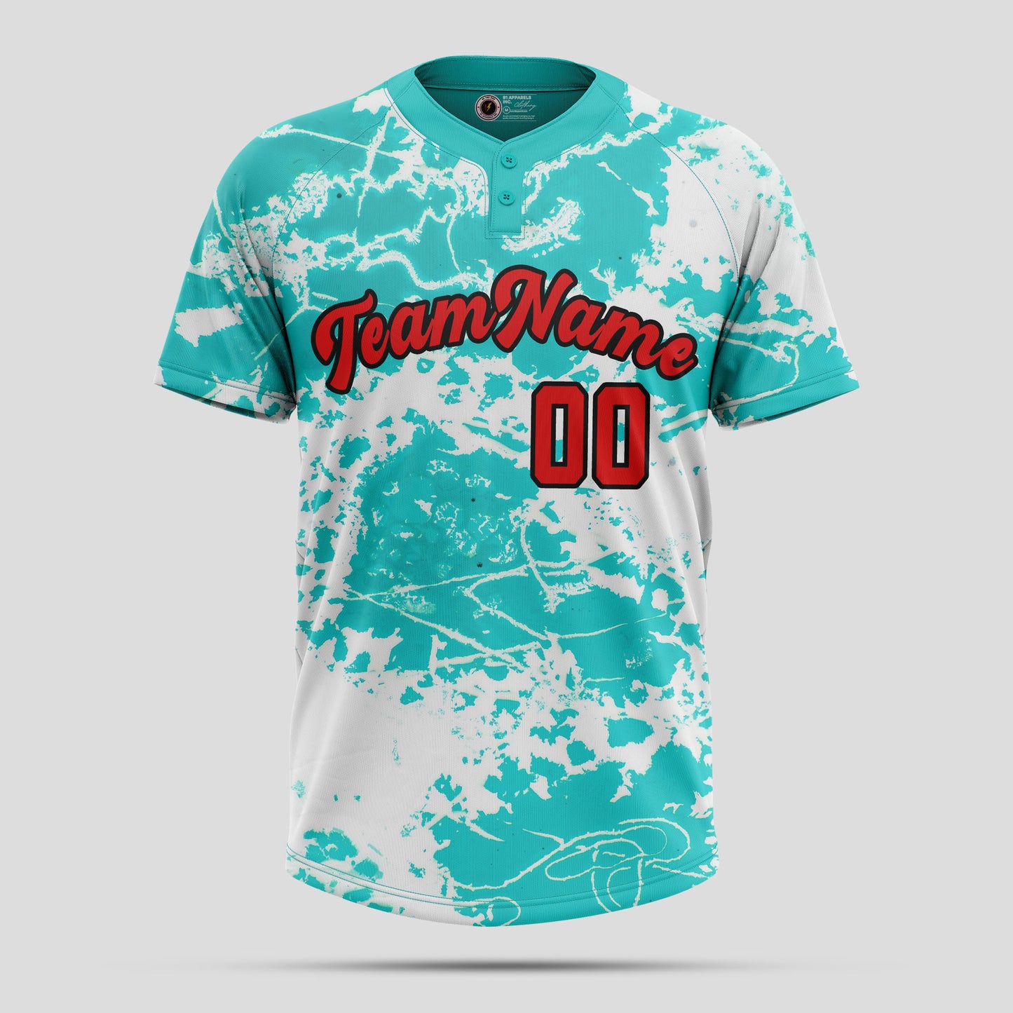 Custom Team Name 3D Pattern Blue Two-Button Baseball Jersey