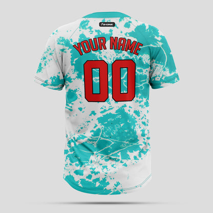 Custom Team Name 3D Pattern Blue Two-Button Baseball Jersey