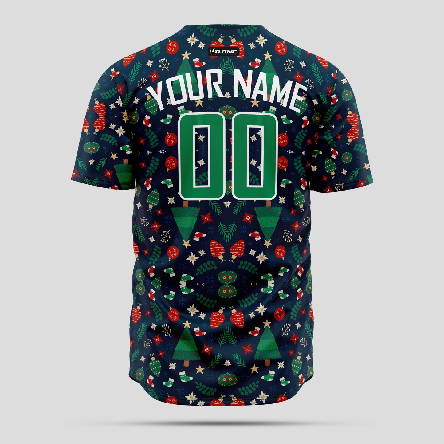 Custom Christmas-Themed 3D Authentic Baseball Jersey - Black & Green Team Name Design