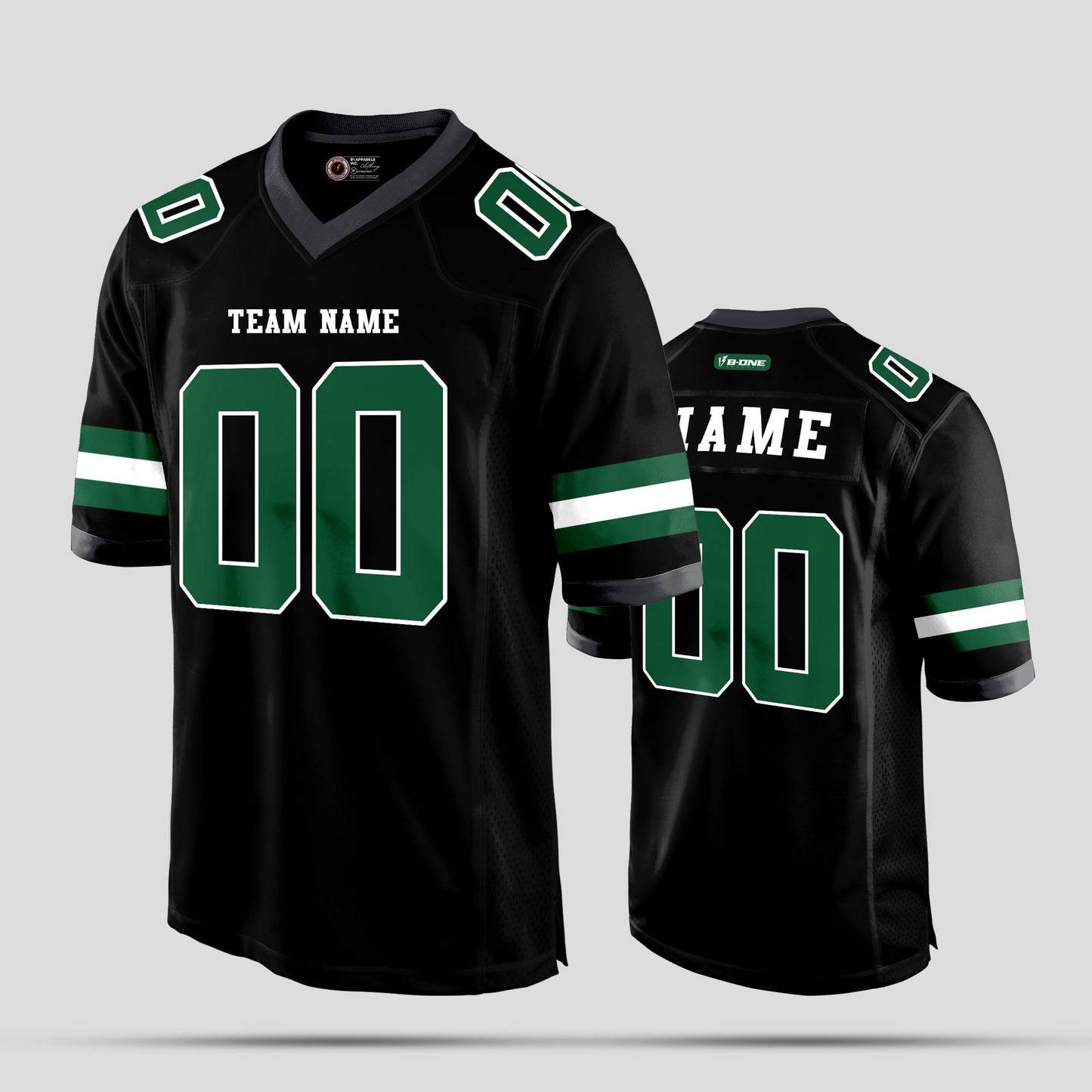 Custom Team Name Black, Green, and White Authentic Football Jersey – Premium Performance Gear