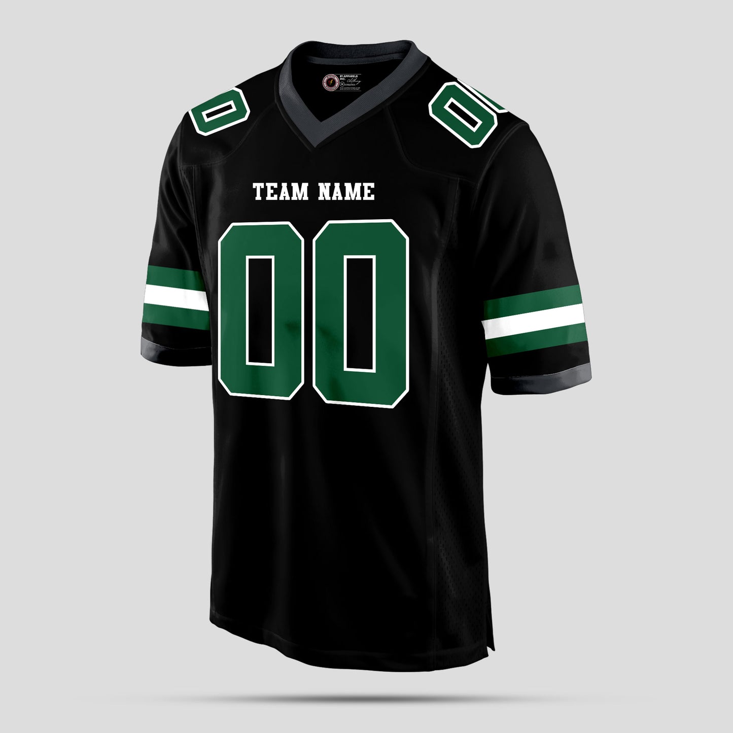 Custom Team Name Black, Green, and White Authentic Football Jersey – Premium Performance Gear