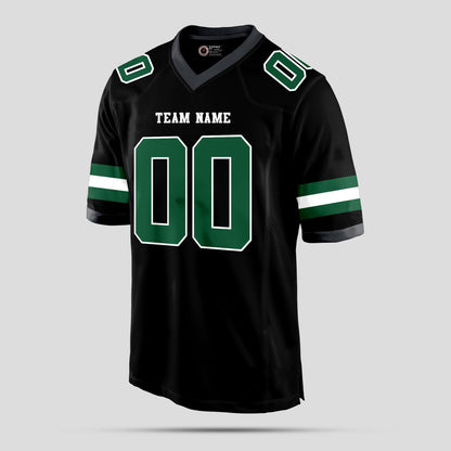 Custom Team Name Black, Green, and White Authentic Football Jersey – Premium Performance Gear