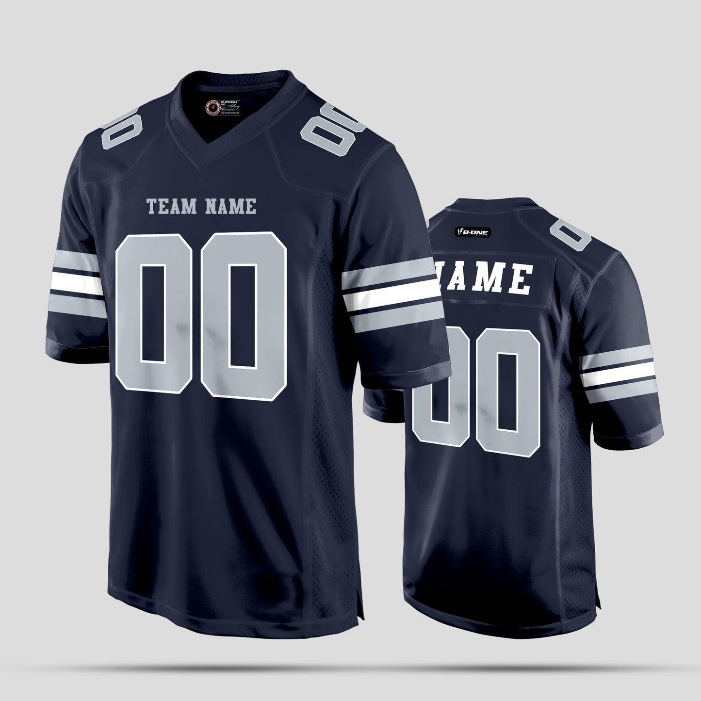 Custom Team Name Black, Grey, and White Football Jersey – Premium Personalized Sportswear