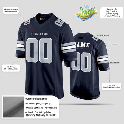 Custom Team Name Black, Grey, and White Football Jersey – Premium Personalized Sportswear