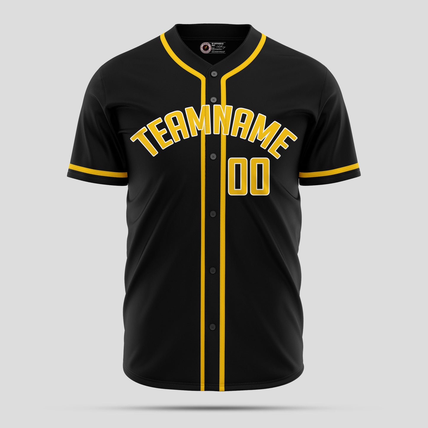 Custom Black & Yellow Authentic Baseball Jersey with Team Name