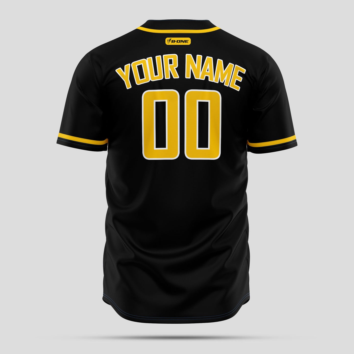 Custom Black & Yellow Authentic Baseball Jersey with Team Name