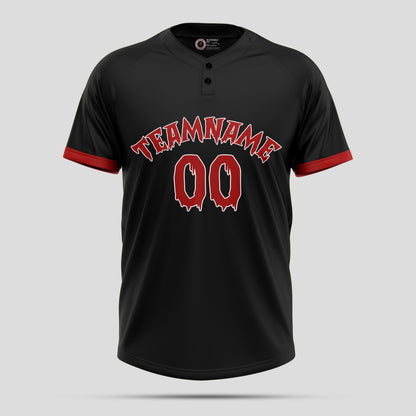 Custom Team Name Black and Red Two-Button Quality Baseball Jersey