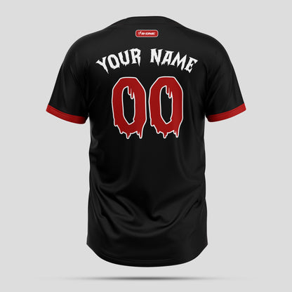 Custom Team Name Black and Red Two-Button Quality Baseball Jersey