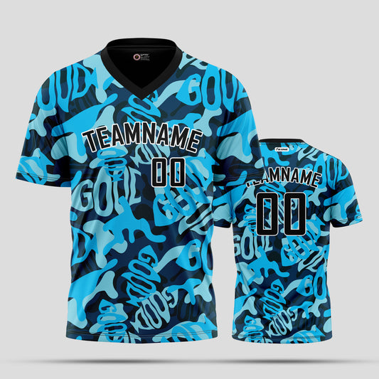 Custom Team Name Blue and Black Pattern Camo T-Shirts