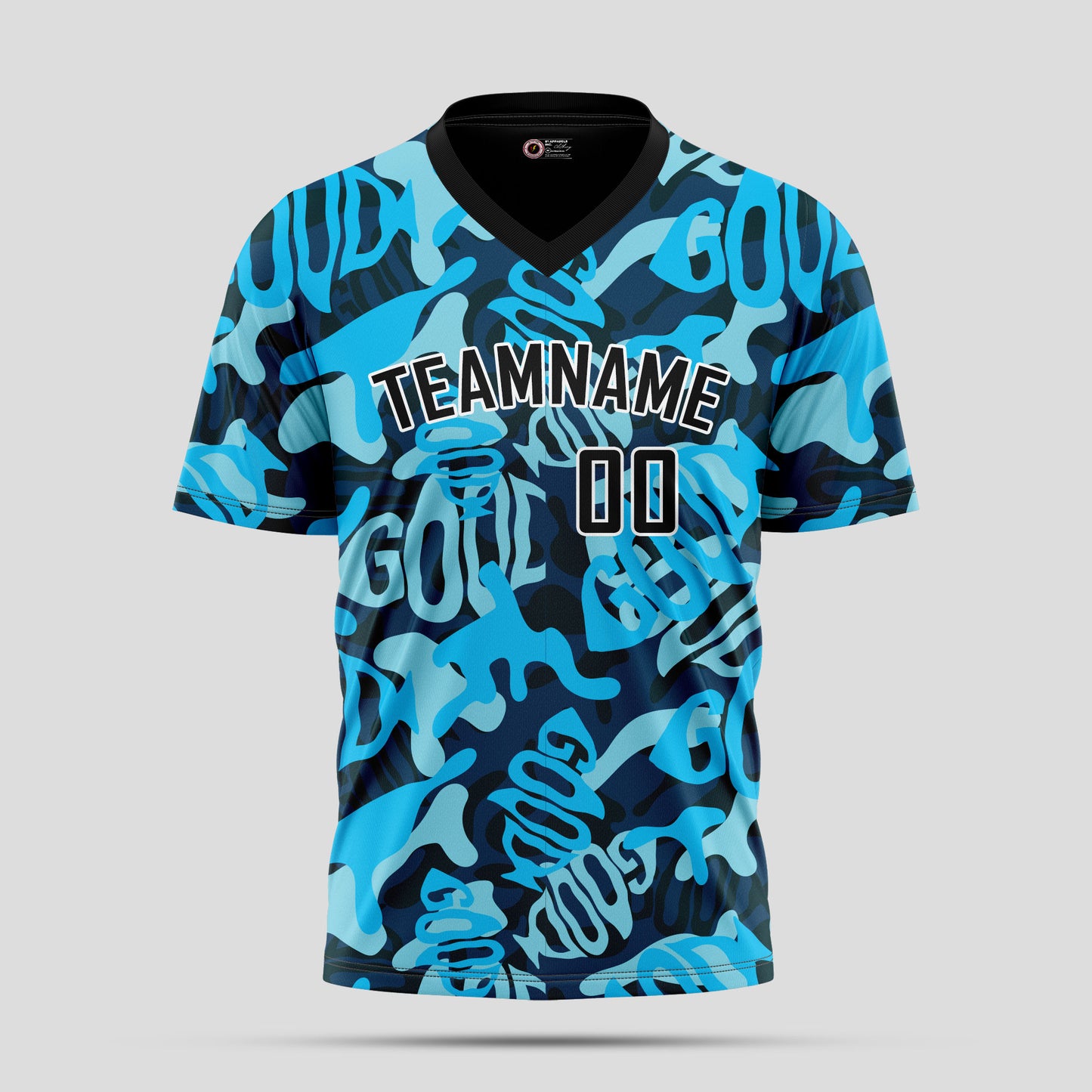 Custom Team Name Blue and Black Pattern Camo T-Shirts