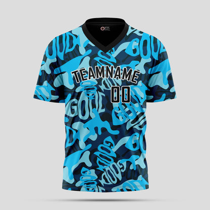 Custom Team Name Blue and Black Pattern Camo T-Shirts