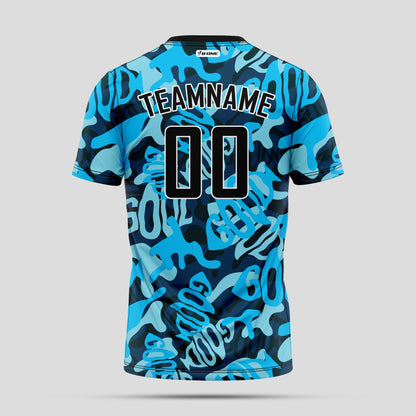 Custom Team Name Blue and Black Pattern Camo T-Shirts