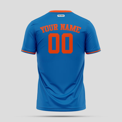 Custom Team Name Blue and Orange High-Performance Athletic T-Shirts