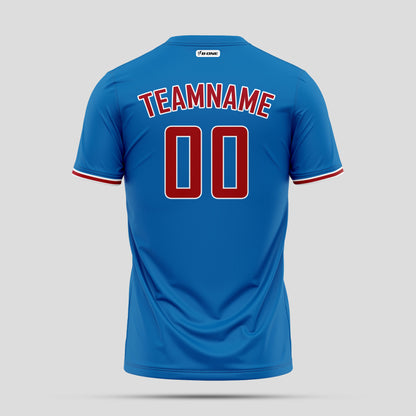 Custom Team Name Blue and Red High-Performance Athletic T-Shirts