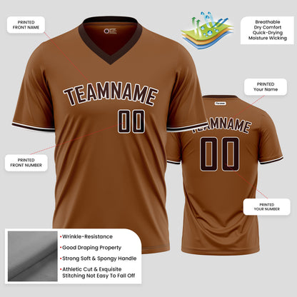 Custom Team Name Brown and Black High-Performance Athletic T-Shirts