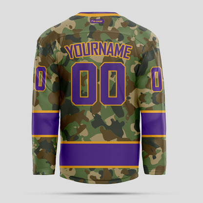 Custom Team Name Purple Camo Hockey Jersey - Personalized & Durable