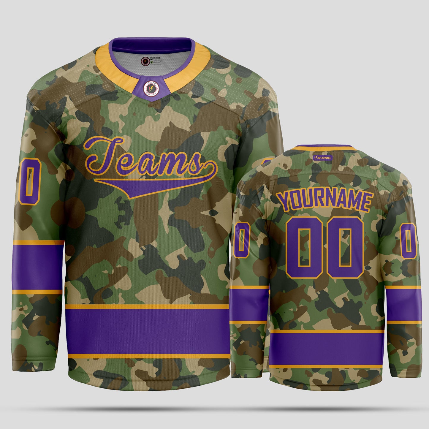 Custom Team Name Purple Camo Hockey Jersey - Personalized & Durable