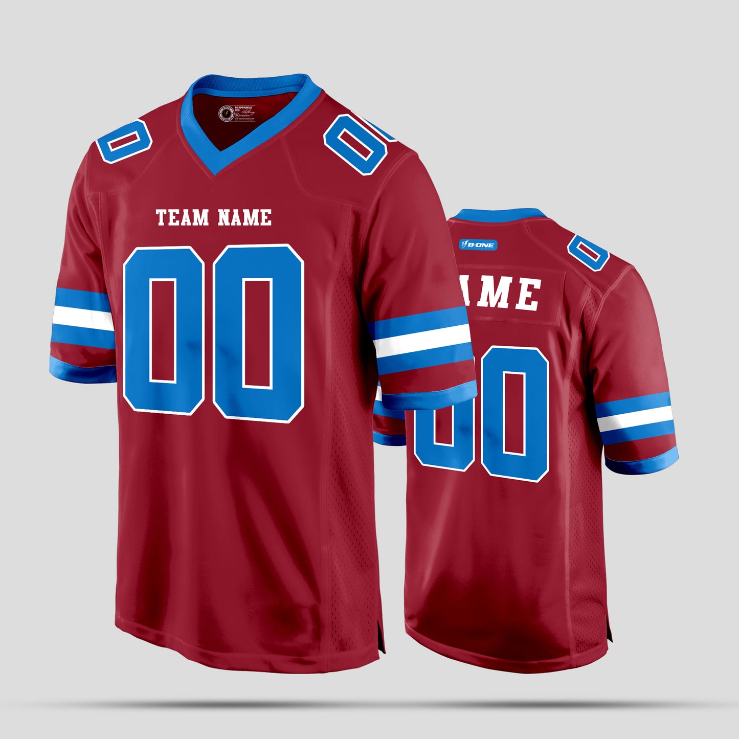 Custom Cardinal Blue and White Football Jersey with Personalized Team Name