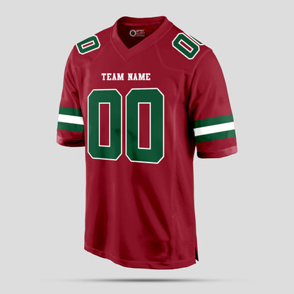 Custom Cardinal Green and White Football Jersey with Personalized Team Name