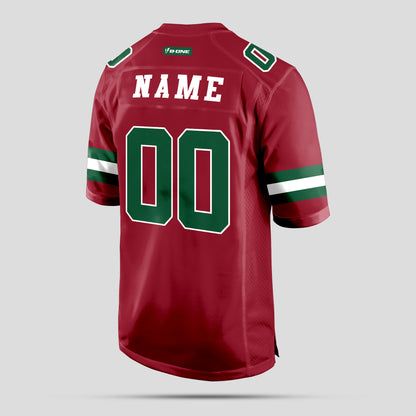 Custom Cardinal Green and White Football Jersey with Personalized Team Name