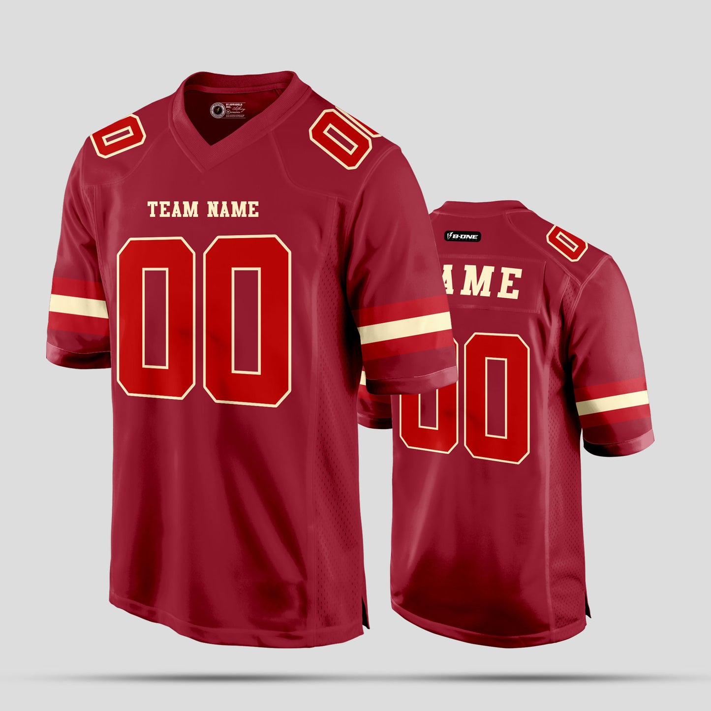 Custom Cardinal Maroon and White Football Jersey with Personalized Team Name