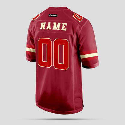 Custom Cardinal Maroon and White Football Jersey with Personalized Team Name