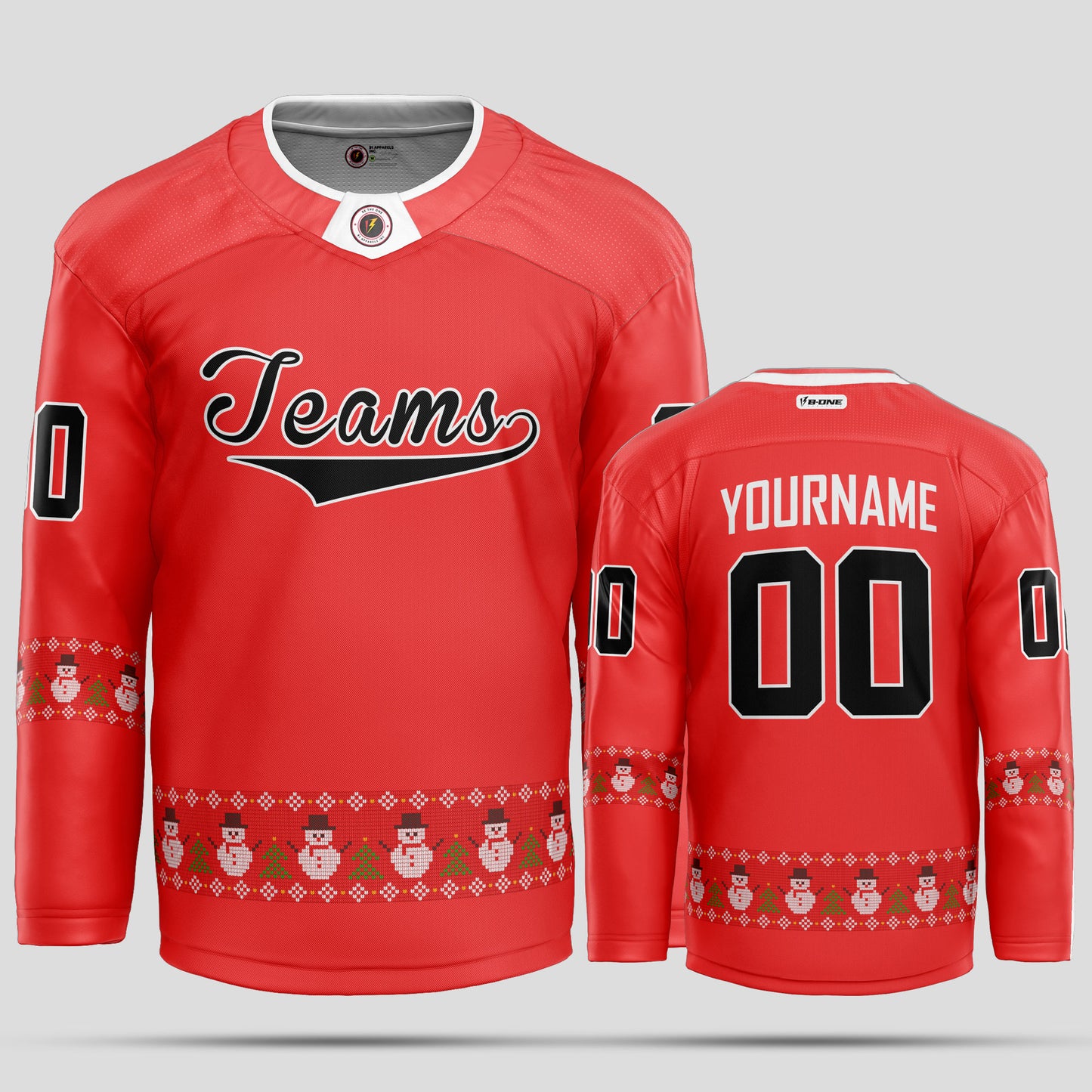 Custom Team Name Christmas Black and Red Hockey Jersey - Premium Quality & Personalized