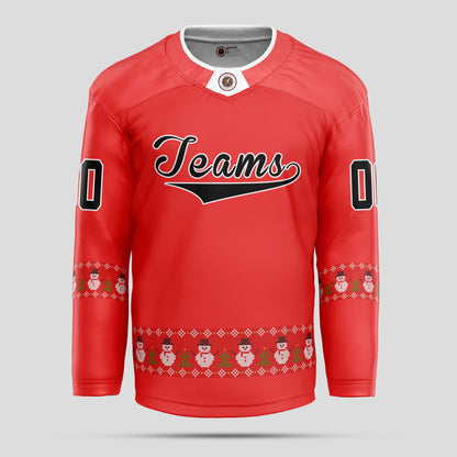 Custom Team Name Christmas Black and Red Hockey Jersey - Premium Quality & Personalized