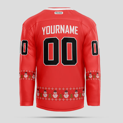 Custom Team Name Christmas Black and Red Hockey Jersey - Premium Quality & Personalized