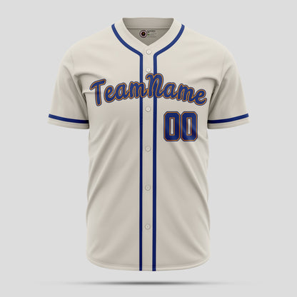 Custom Team Name Cream Navy-Blue Baseball Jersey - Elite Teamwear