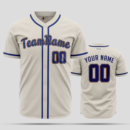 Custom Team Name Cream Navy-Blue Baseball Jersey - Elite Teamwear