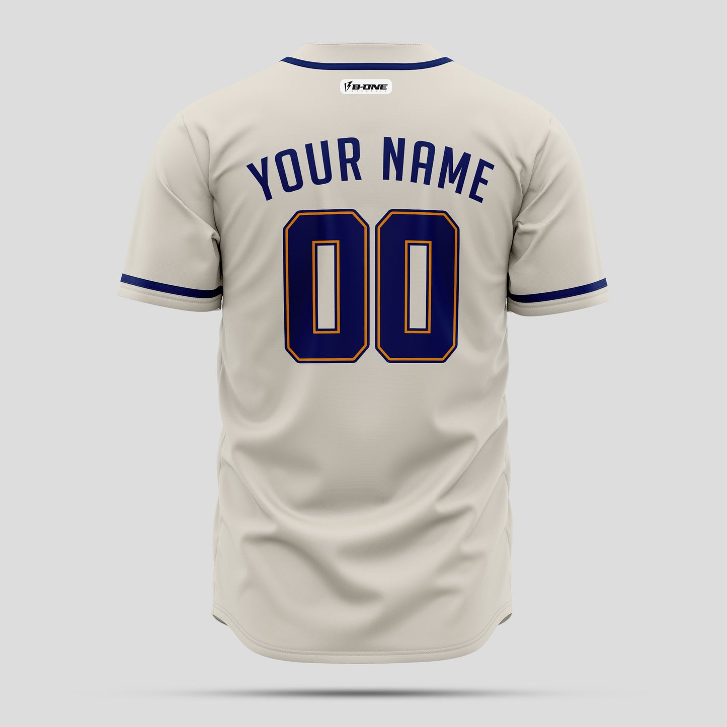 Custom Team Name Cream Navy-Blue Baseball Jersey - Elite Teamwear