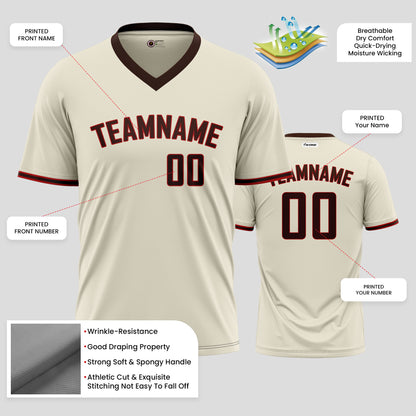 Custom Team Name Cream and Red Performance T-Shirts