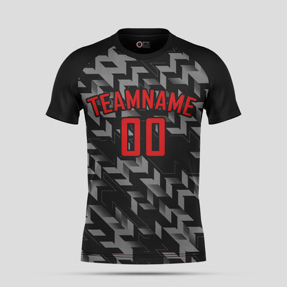 Custom Team Name Soccer Jerseys – Gray, Black & Red Personalized Uniforms