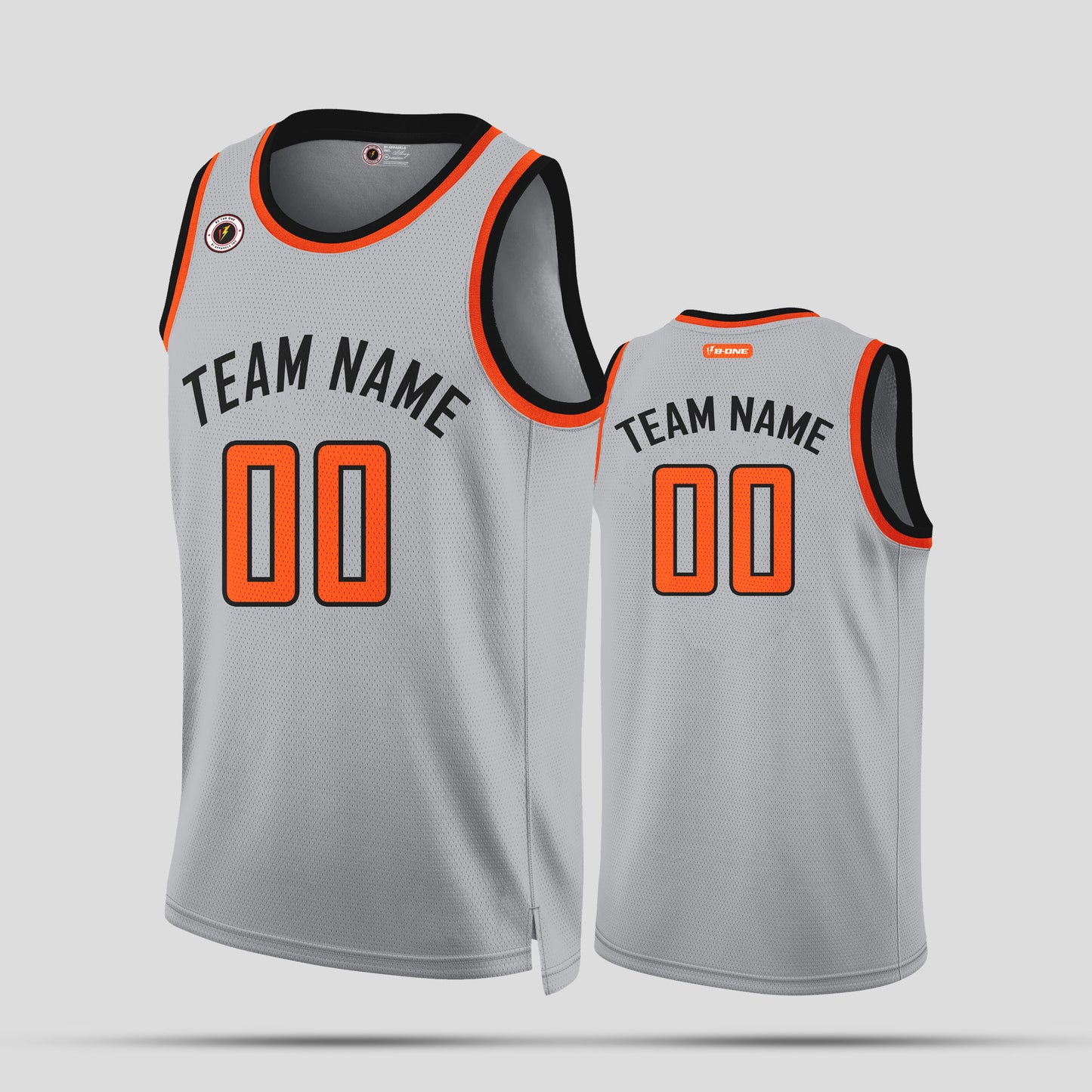 Custom Team Name Gray, Orange, and Black Authentic Rib Knit Basketball Jersey