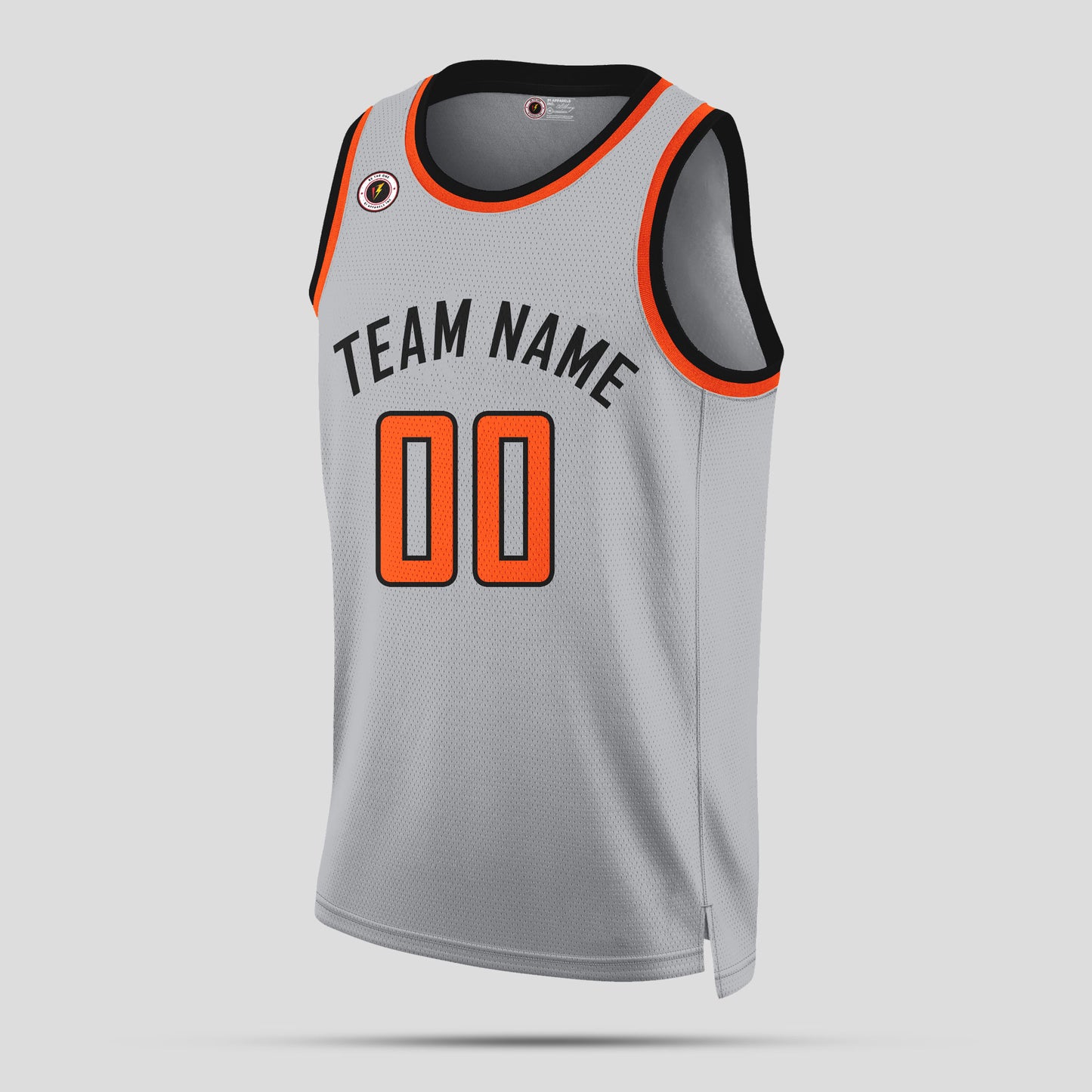 Custom Team Name Gray, Orange, and Black Authentic Rib Knit Basketball Jersey