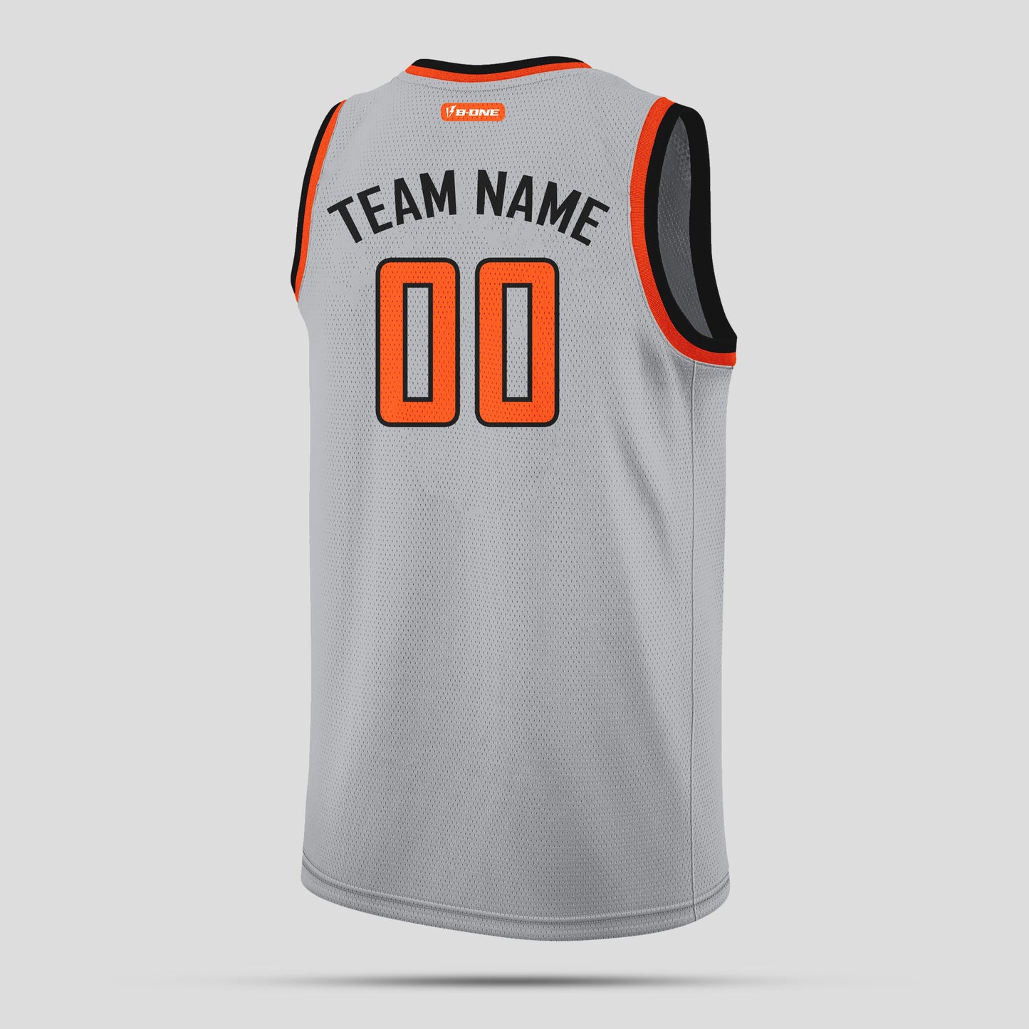 Custom Team Name Gray, Orange, and Black Authentic Rib Knit Basketball Jersey