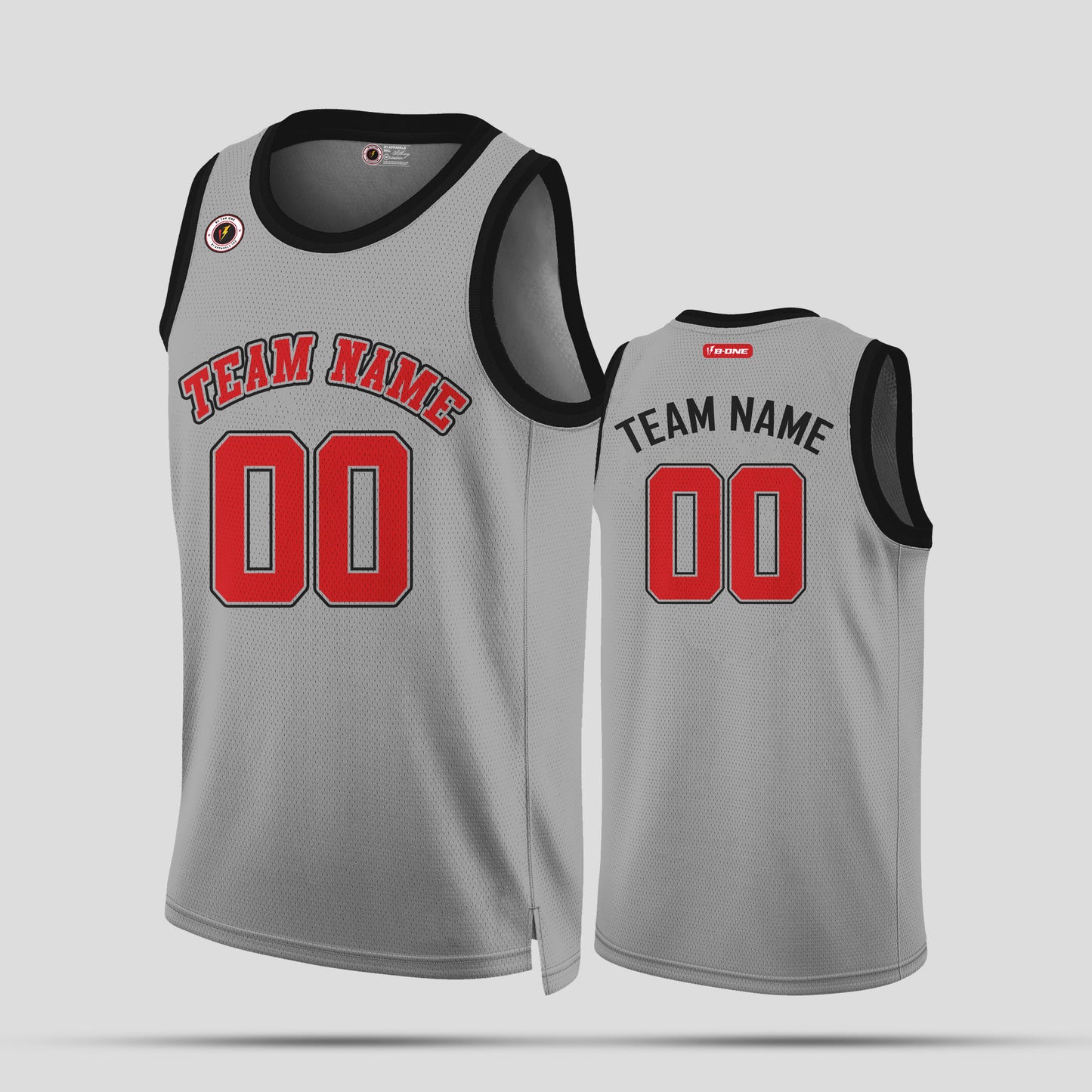 Custom Team Name Gray, Red, and Black Authentic Rib Knit Basketball Jersey