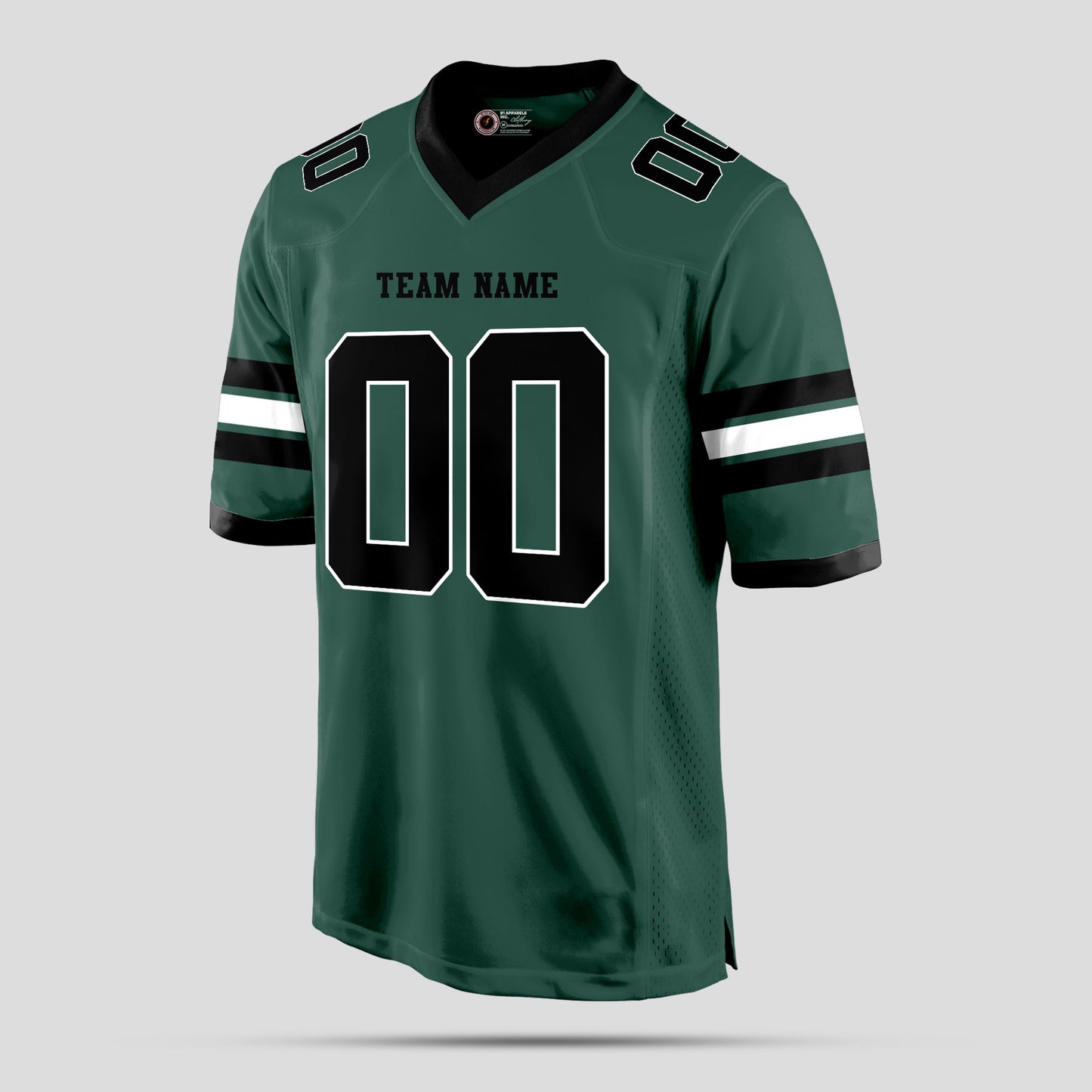 Custom Team Name Green, Black, and White Football Jersey with Personalized Design