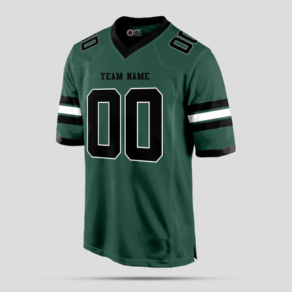 Custom Team Name Green, Black, and White Football Jersey with Personalized Design