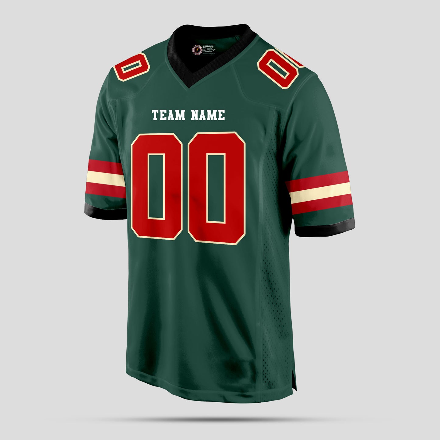 Custom Team Name Green, Mehroon, and White Football Jersey with Personalized Design