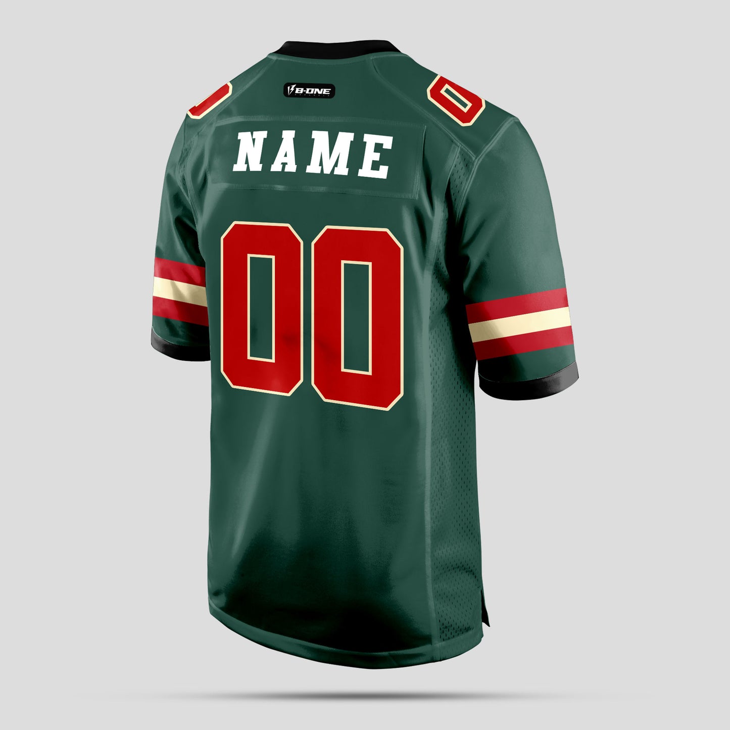 Custom Team Name Green, Mehroon, and White Football Jersey with Personalized Design